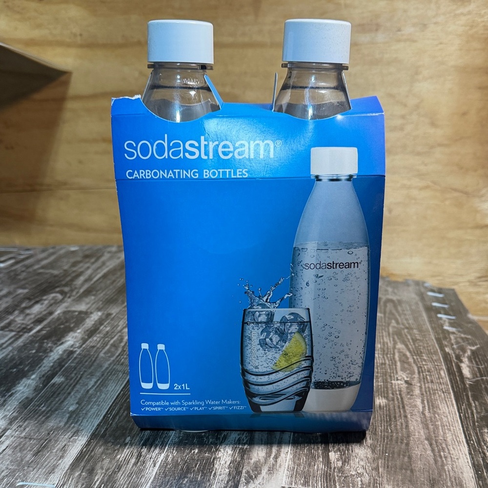 SodaStream 1 Liter Carbonating Bottles, Twin Pack, White NEW